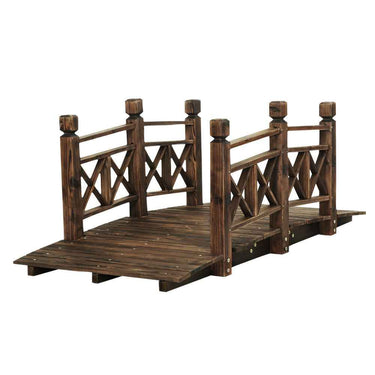 Garden Decor Outdoor Ornament Wooden Bridge Rustic Backyard Yard 150cm